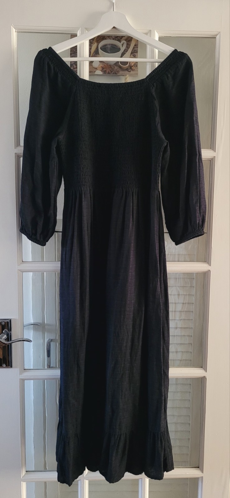 FAT FACE Adele Shirred Black Midi Dress. Size UK 12 Regular . *perfect* RRP £69
