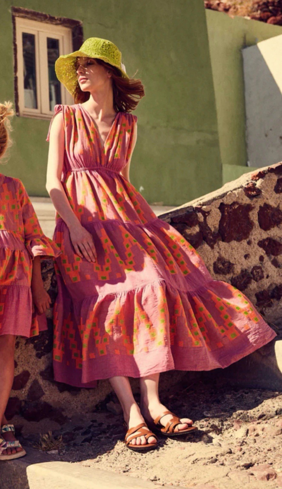 Devotion Twins Topazio Midi Dress Size S M L XL Pink & Orange