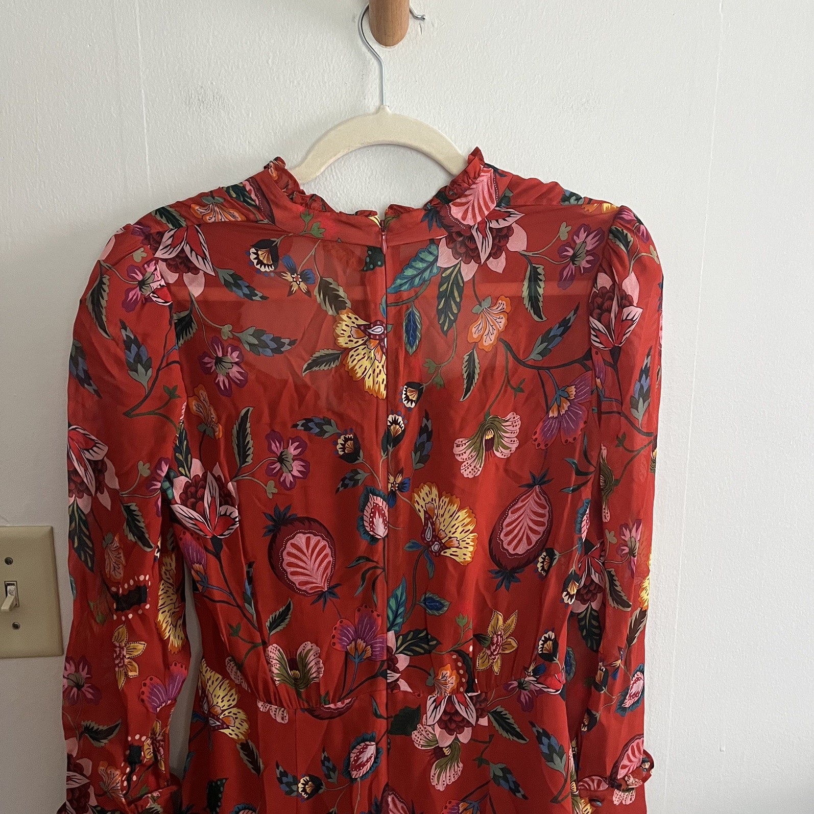 ALEXIS Morgana Chiffon Mini Dress In Red Floral Sz S Party Cocktail Feminine