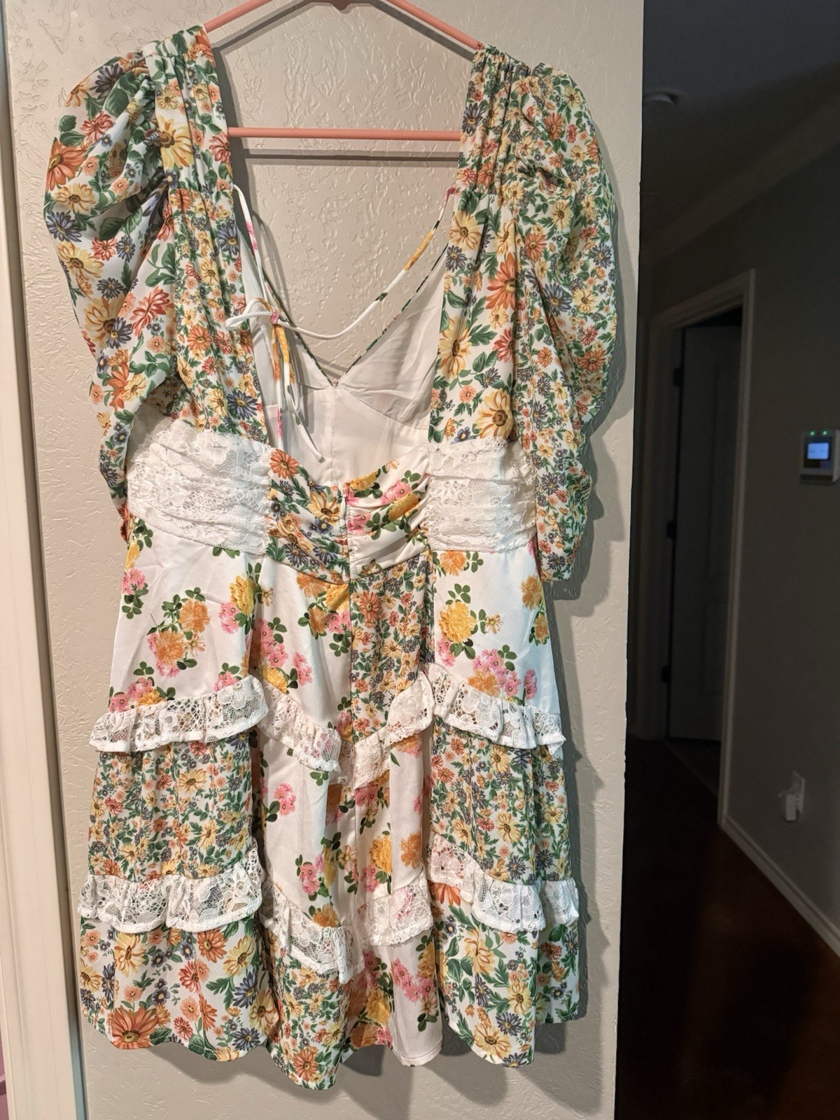 For love & lemons large Floral Rosalyn Mini Dress in White and Pastel Florals