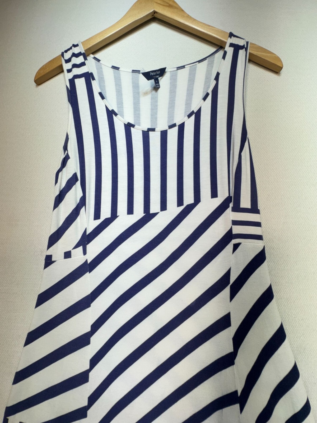 Peter Som For Designation Womens Maxi Dress Size S Blue White Striped Sheer