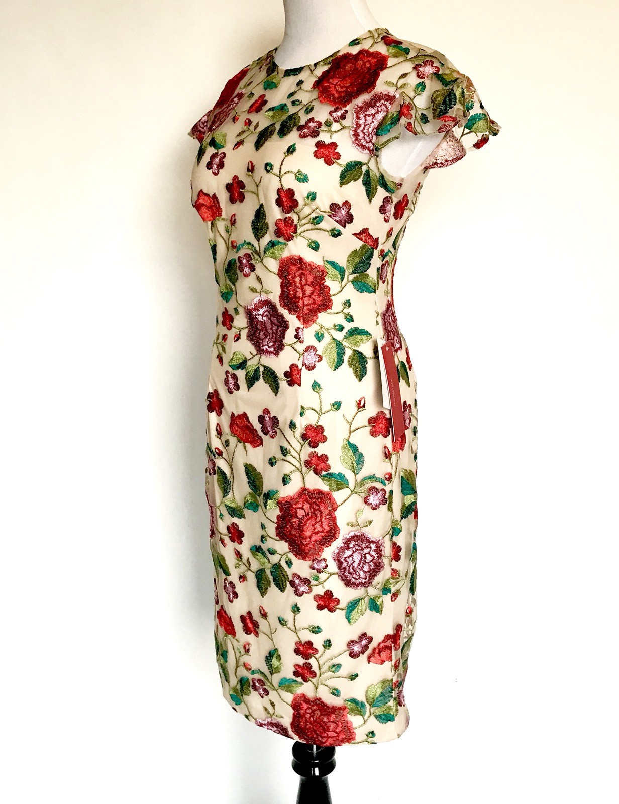 Carmen Marc Valvo Sz 6 Embroidered Floral Dress Retail $325 Price $148 NWT