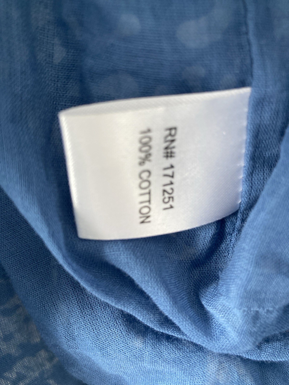 NWOT Caroline Constas Blue White Babydoll Puff Sleeve V-Neck Cotton Dress Sz L