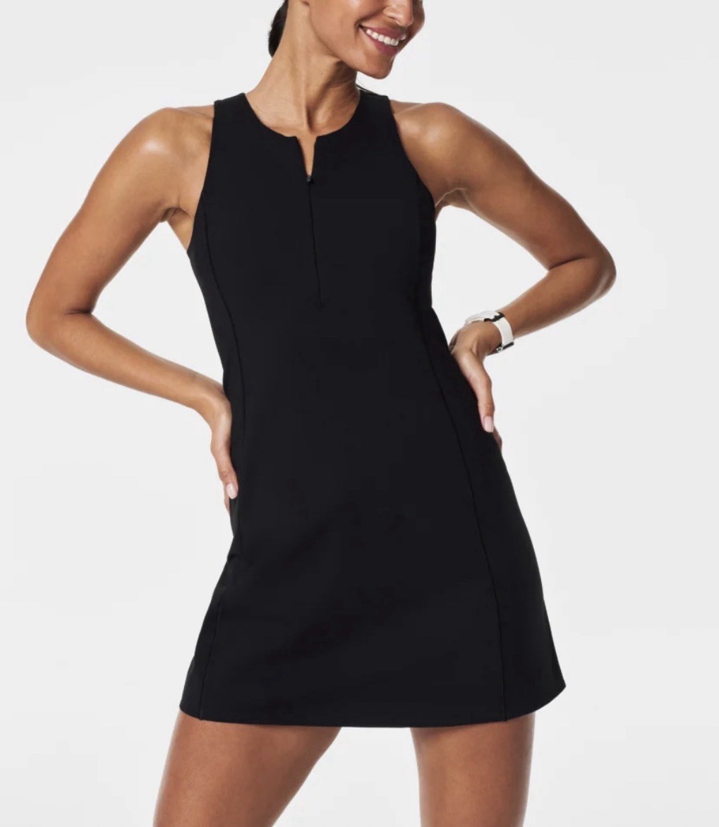 Spanx Zip Front Racerback Dress Very Black Size XL NWT $138