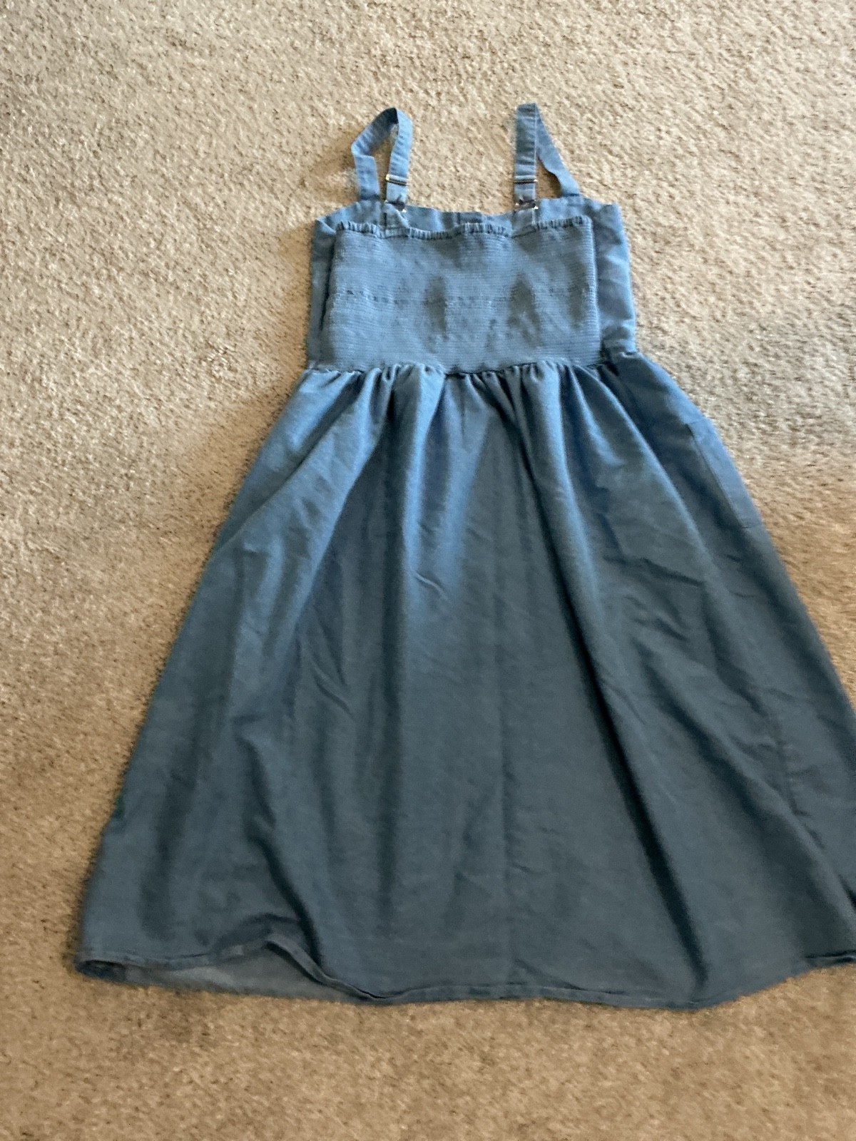 J Gee Light Blue Button-Down Adjustable Straps Midi Dress Women’s Sz Large