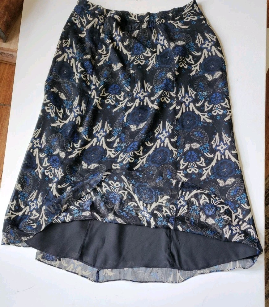 Danny Nicole 2 Pc Dress Set Blue Paisley Sheer Midi Skirt Cottagecore Church