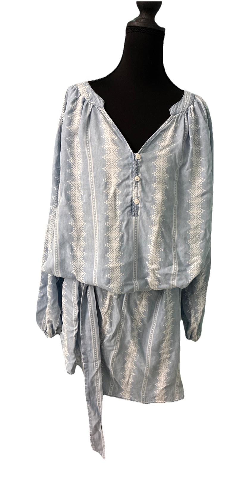 Pioneer Woman 3X Belted Shirt Dress With Lattice Trim Relaxed Blousy Fit