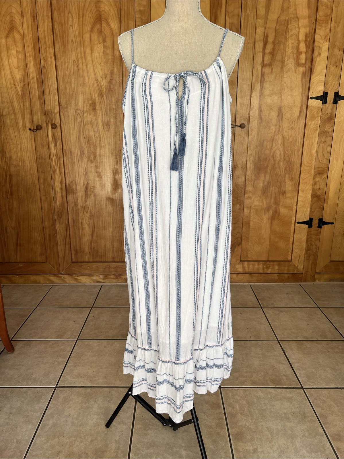 Time And Tru Women Summer Cotton Strapped Dress Size 12-14