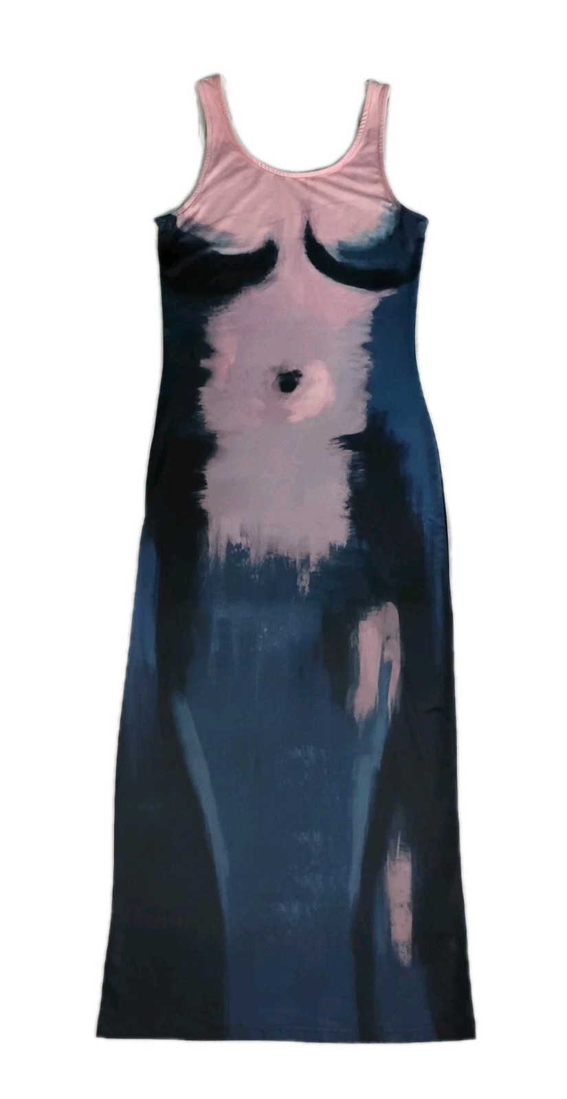 SHEIN Size S US4 Blue Pink Polyester Spandex Trompe L’oeil Body Print Maxi Dress