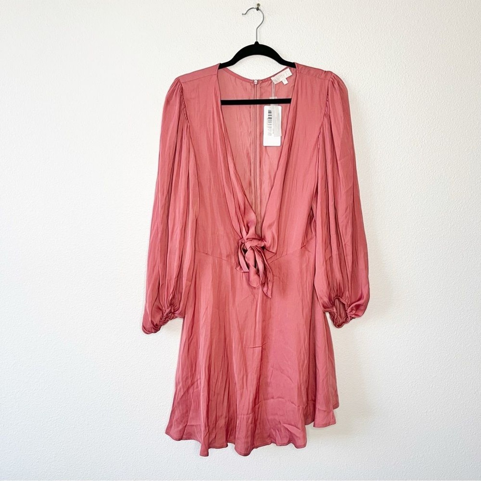 NWT Billy J Sola Satin A-line Mini Dress Long Sleeve in Baked Rose Size 16