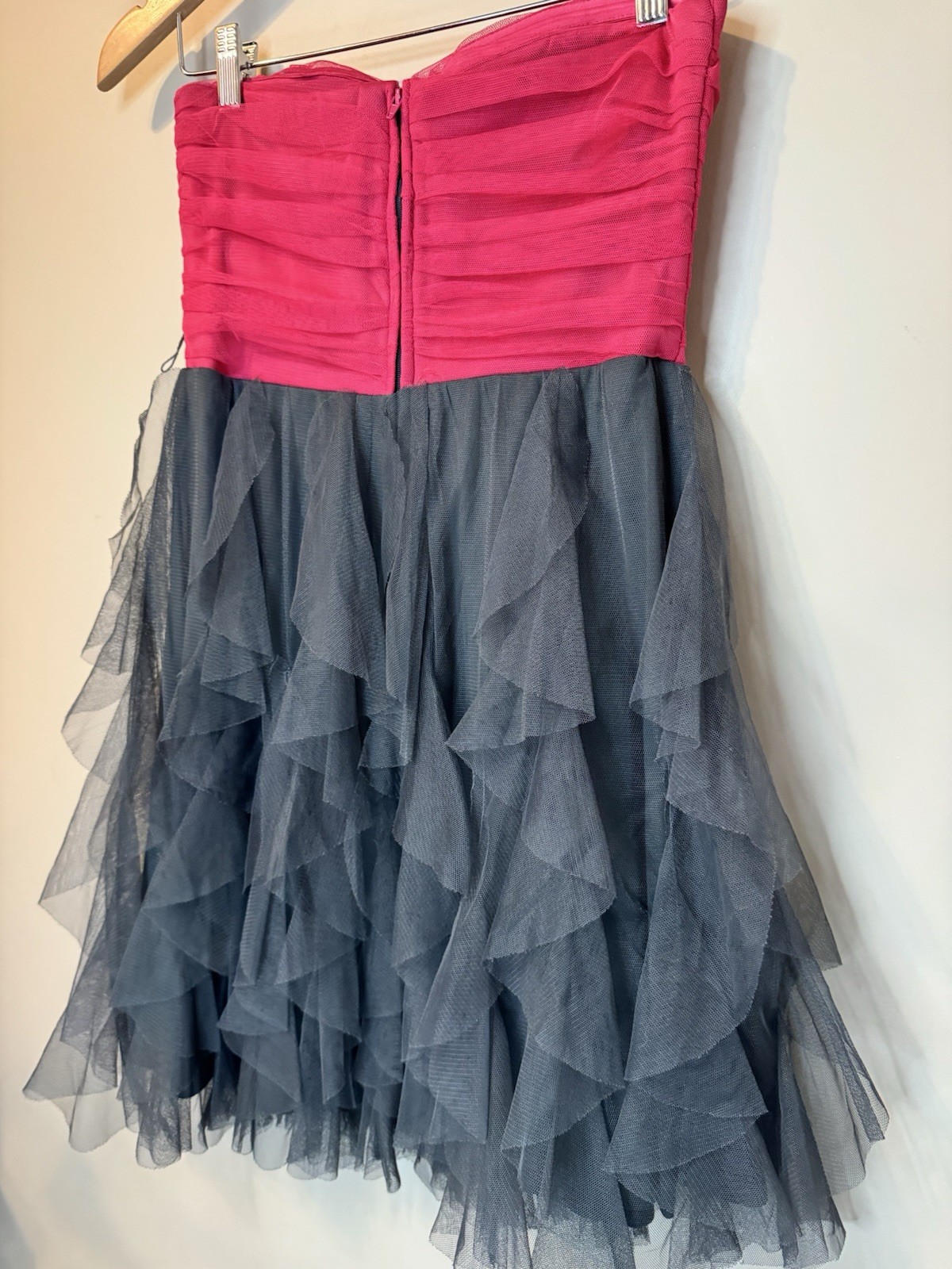 Juniors Teeze Me Strapless Tulle Ruffle Party Dance Cocktail Dress Size 7 NOBELT
