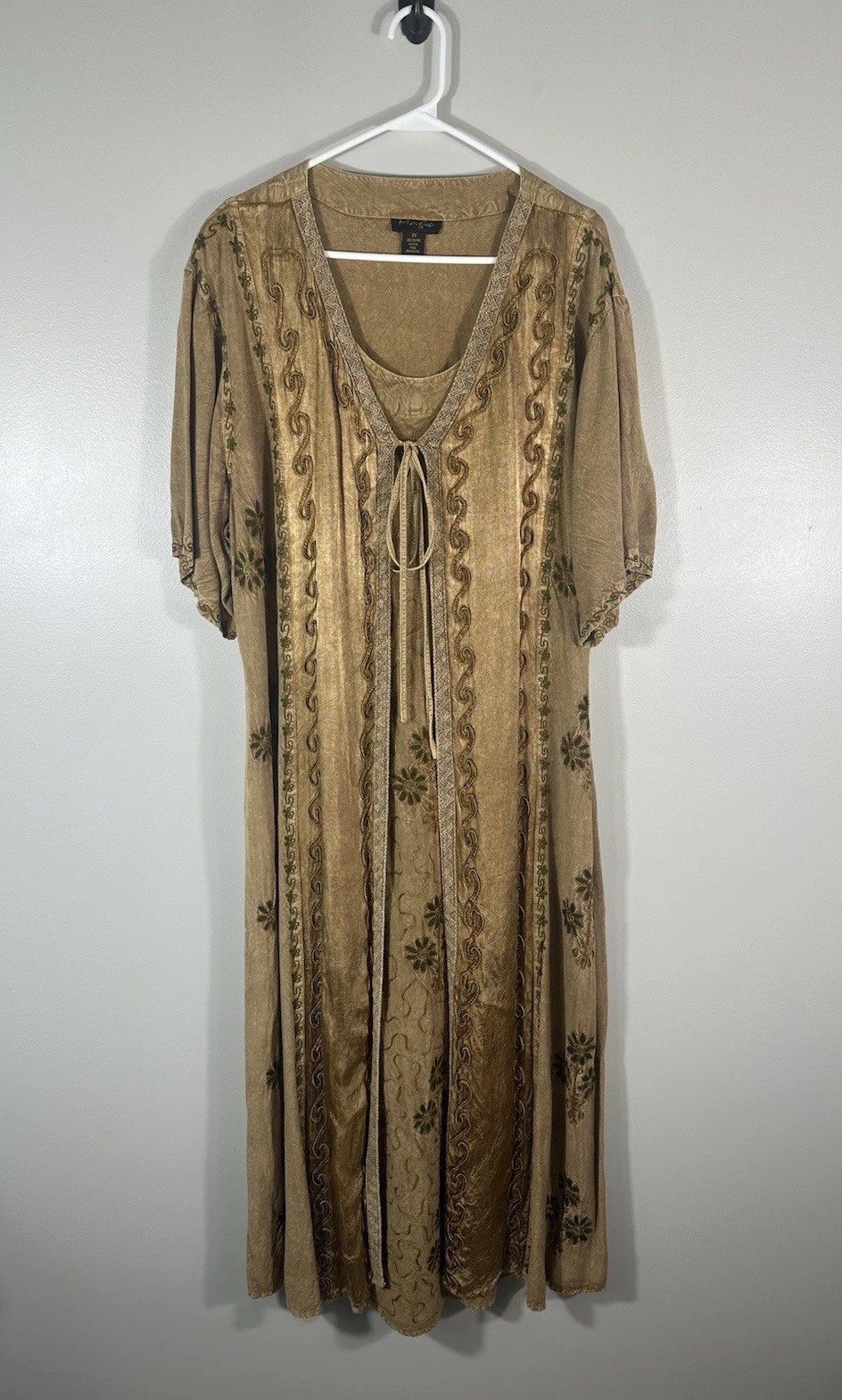 Magic Dress Womens 2X Boho Gypsy Ren Faire Peasant Embroidered Rayon Read