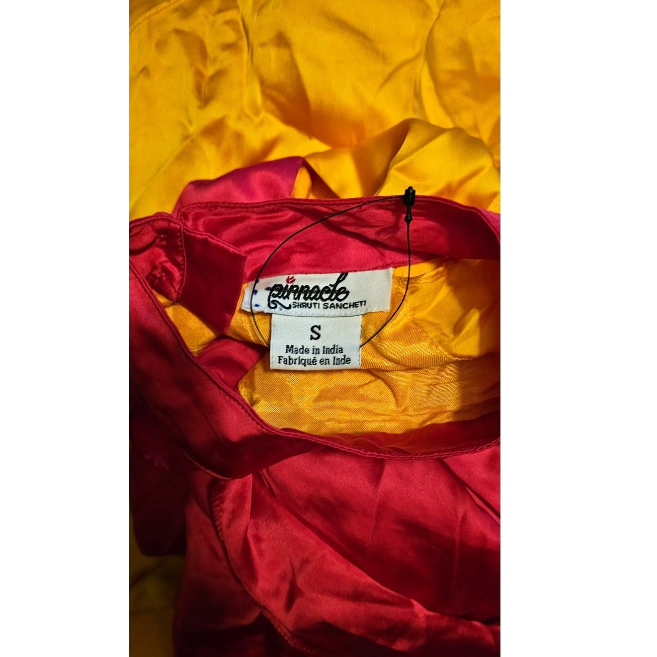 New Anthropologie x Pinnacle Mock-Neck Colorblock Ruffle Dress $248 Pink Yellow