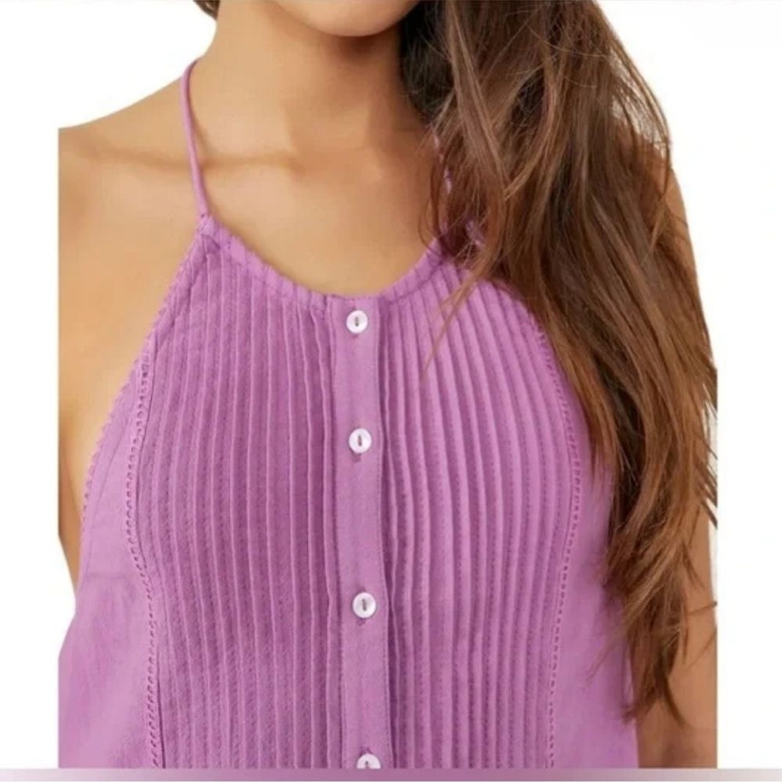 Free People Lilac Halter Button-Front Sundress