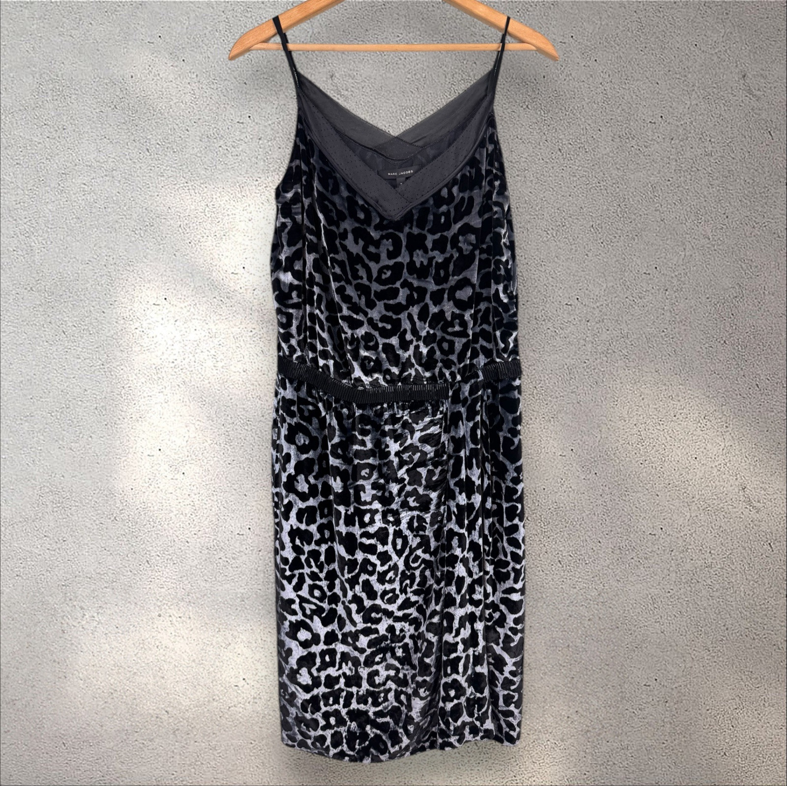 Marc Jacobs Fall 2006 Leopard Silver Gray Runway Dress Velvet Beaded Lace Sz 8