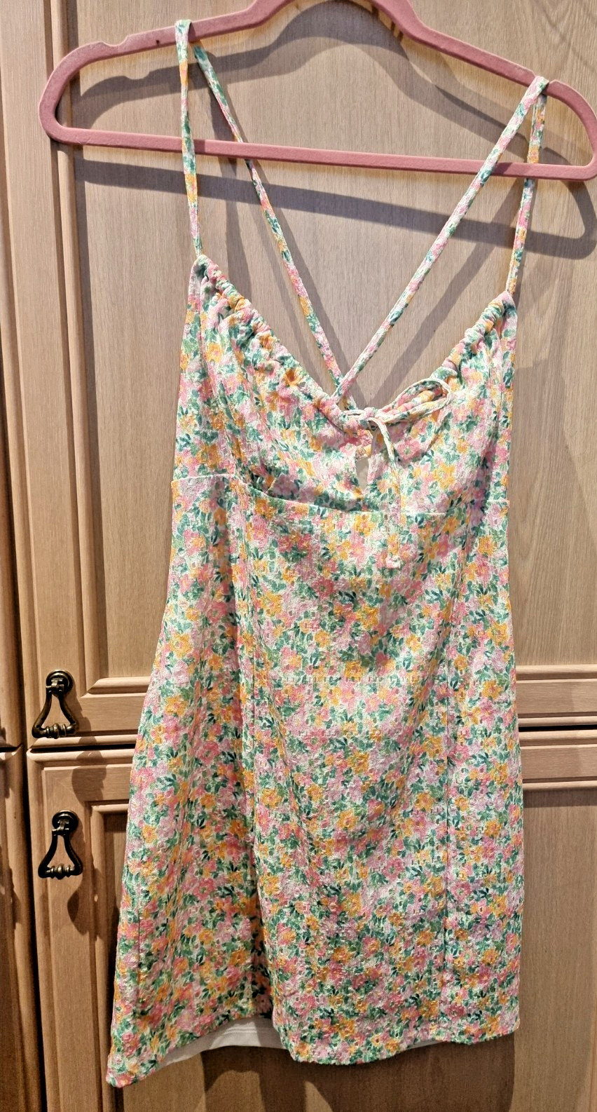 Bershka Women’s Floral Cut out Lined Bodycon Summer Dress Size L New
