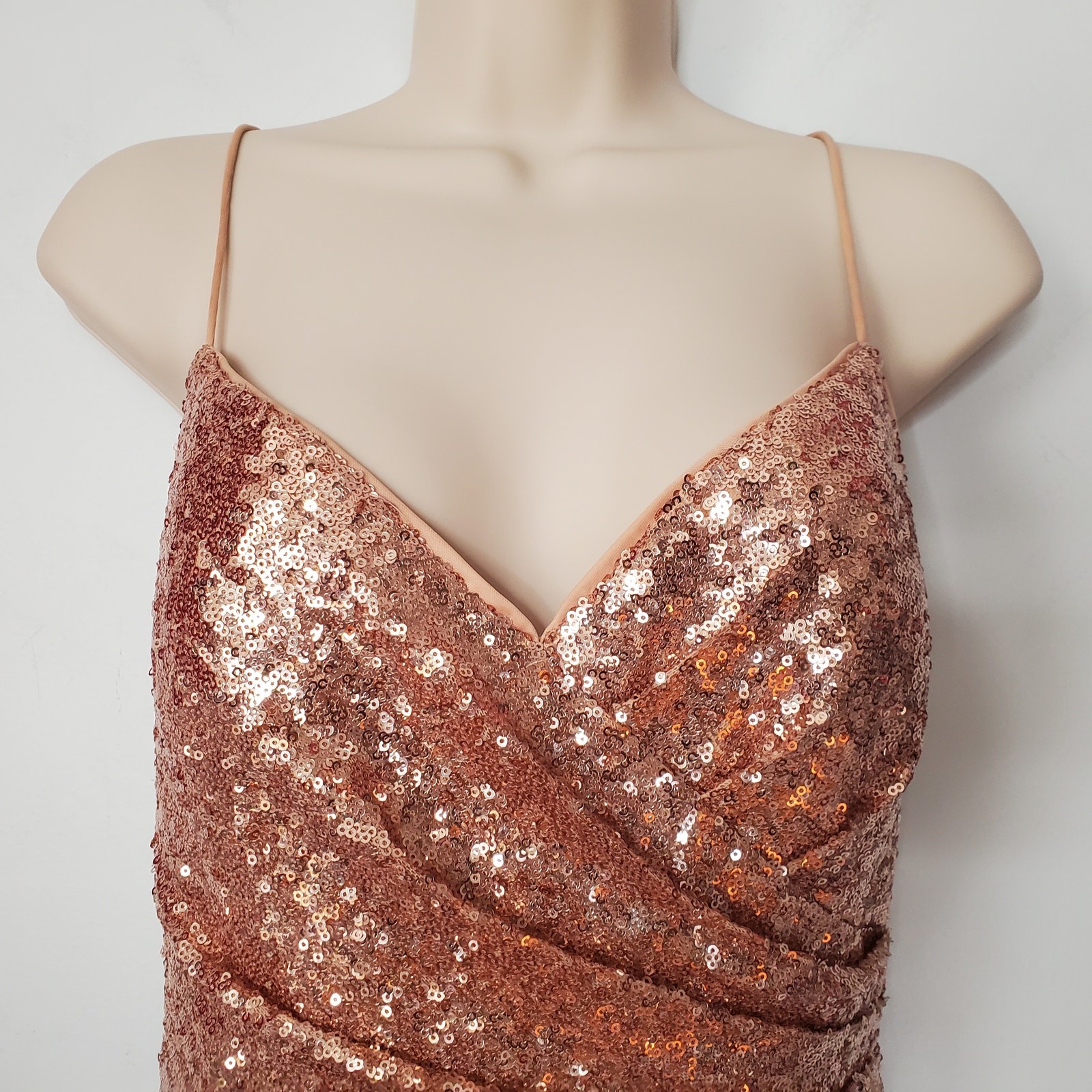 Watters Anzen 5300 Sequin Maxi Evening Dress Gown Rose Gold Wedding Size 10
