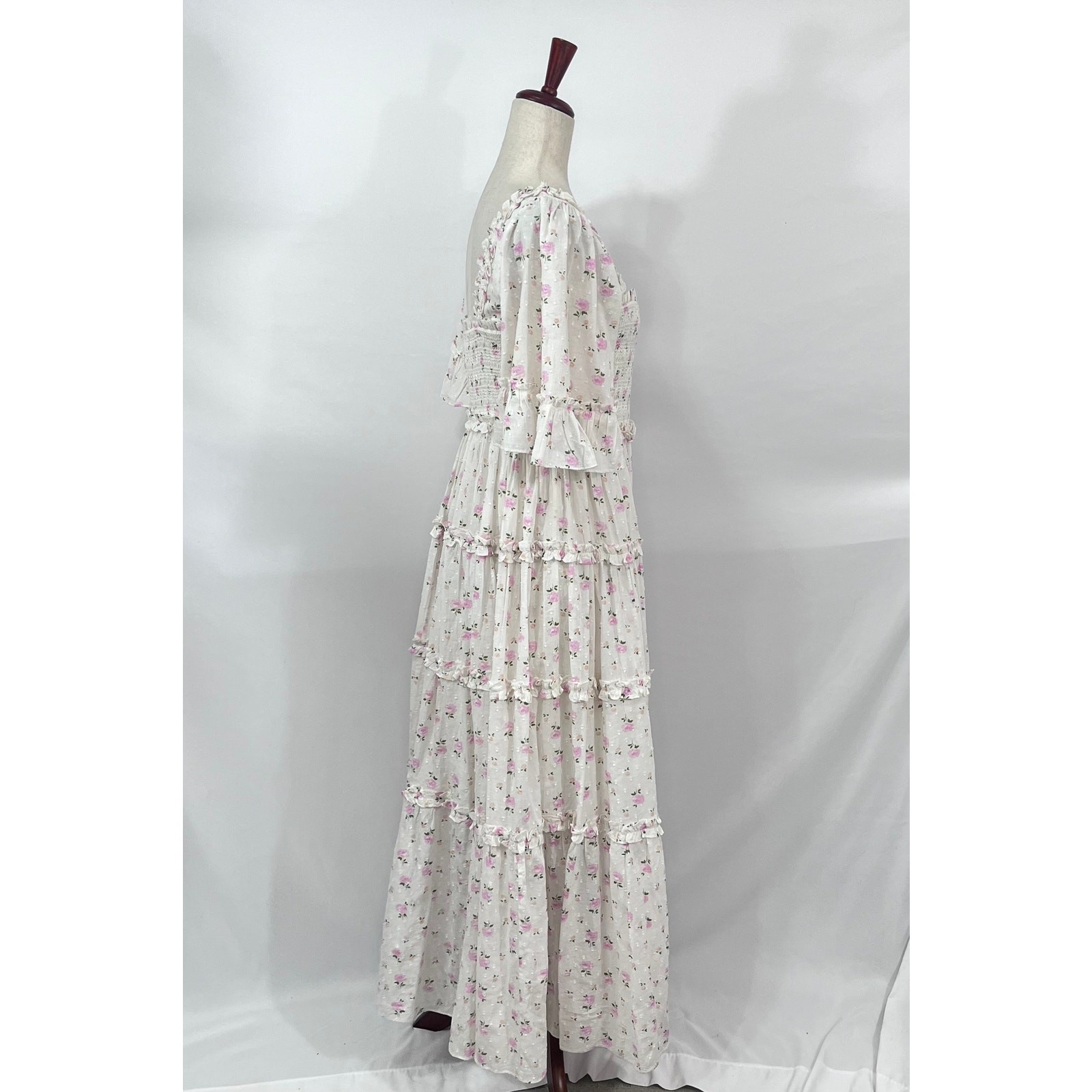 NEEDLE & THREAD Sz 8 US Bijou Rose Smocked Day Ankle Gown Dress