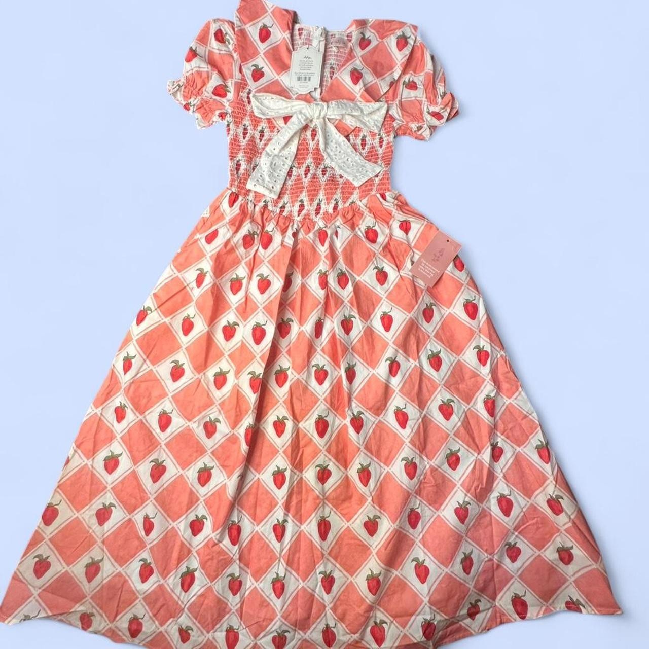 NWT Ivy City Co Alice Strawberry Smocked Princess Dress with Lace Bow Cottage