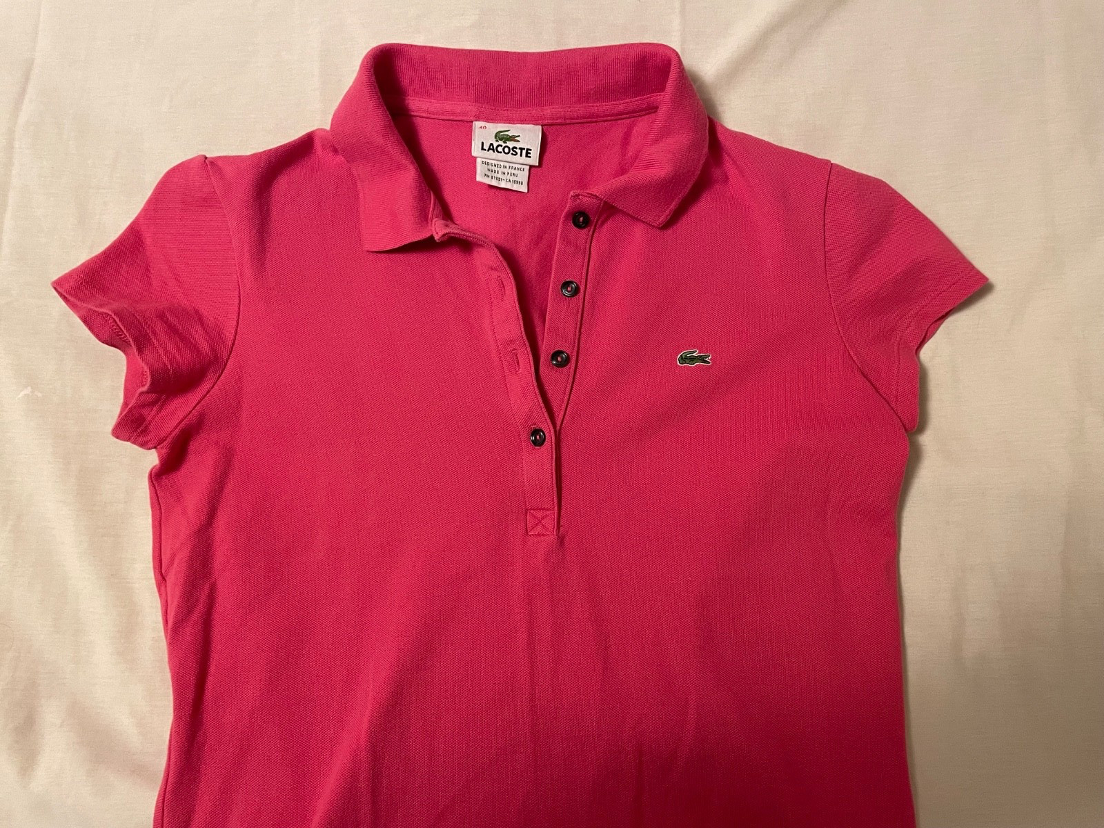 Lacoste Women’s Slim Fit Stretch Mini Piqué Polo Dress Pink Short Sleeve Size 40