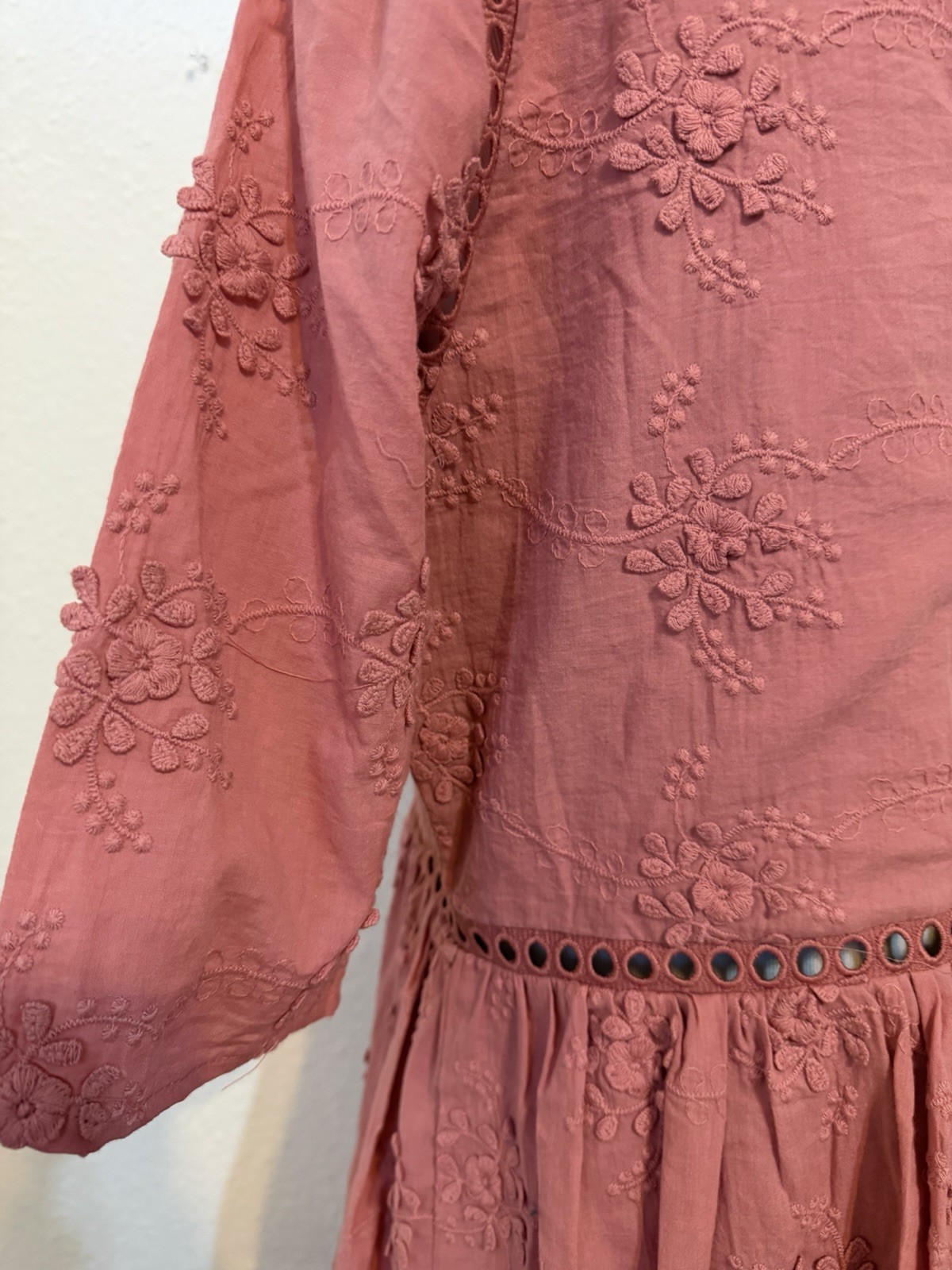 Everly On Location Dress Cotton Lace Midi Dress Beautiful Dusty Rose Size Large
