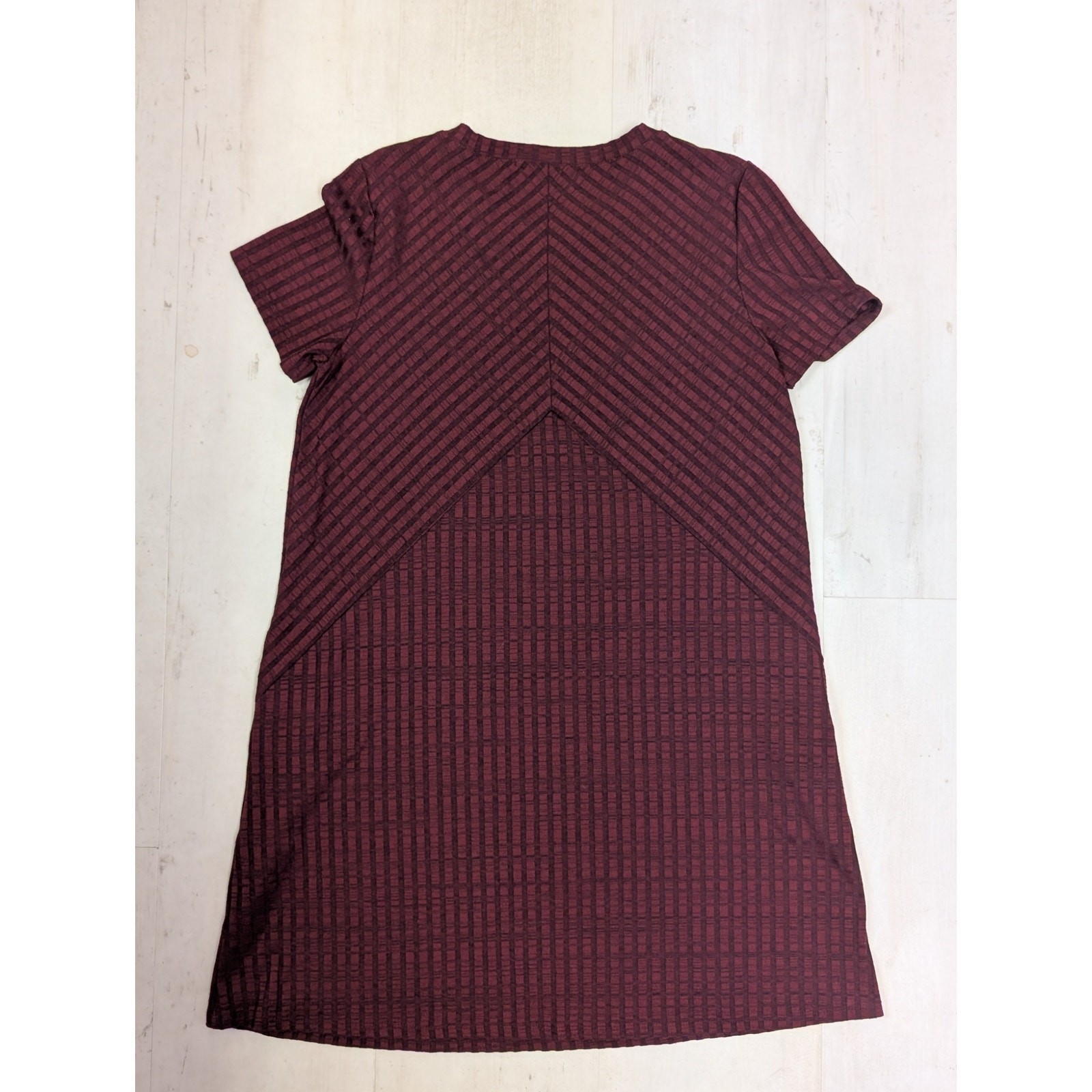 Apt 9 Casual T-Shirt Burgandy A-Line Ribbed Knit Dress L Academia Office Teacher