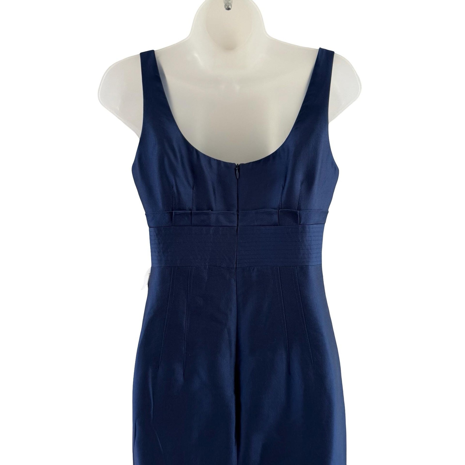 Vintage Kay Unger New York Navy Wool Silk Blend Column Gown Dress 4 NWT Luxury