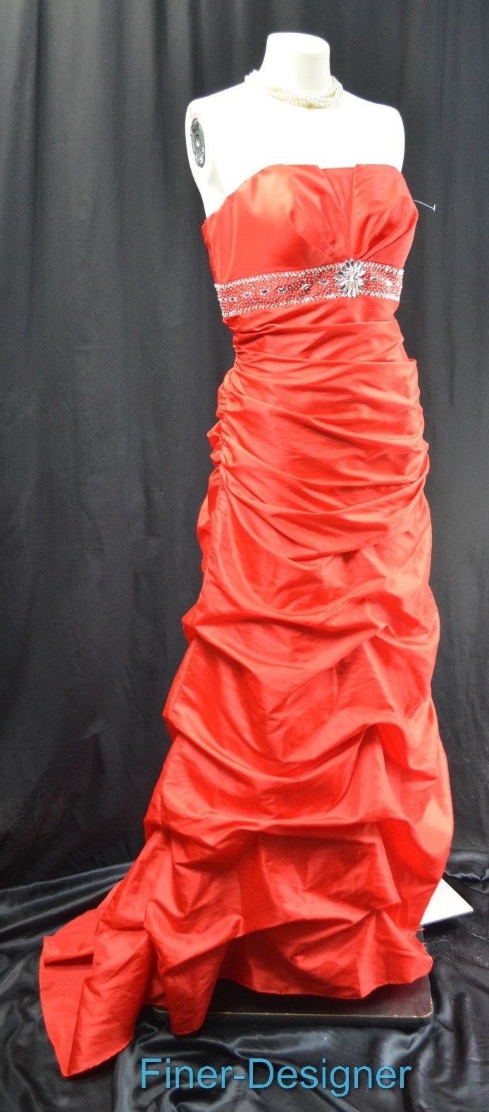 Betsy & Adam bead Embellished QUINCEANERA DRESS pull up gown train prom 12 L NEW
