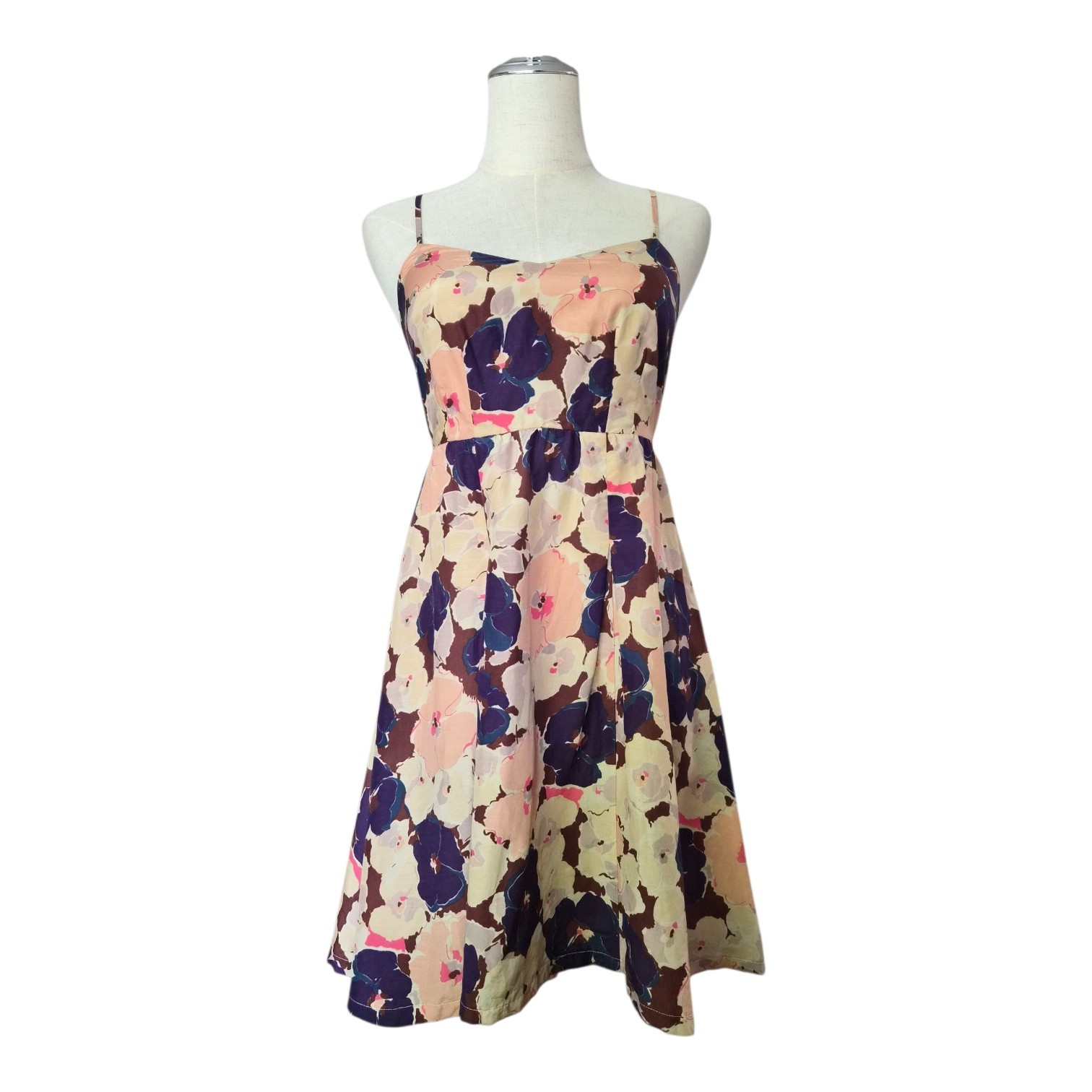 Elise Floral Cotton Silk Cottagecore Sundress XS Smocked Back Garden Party Dress