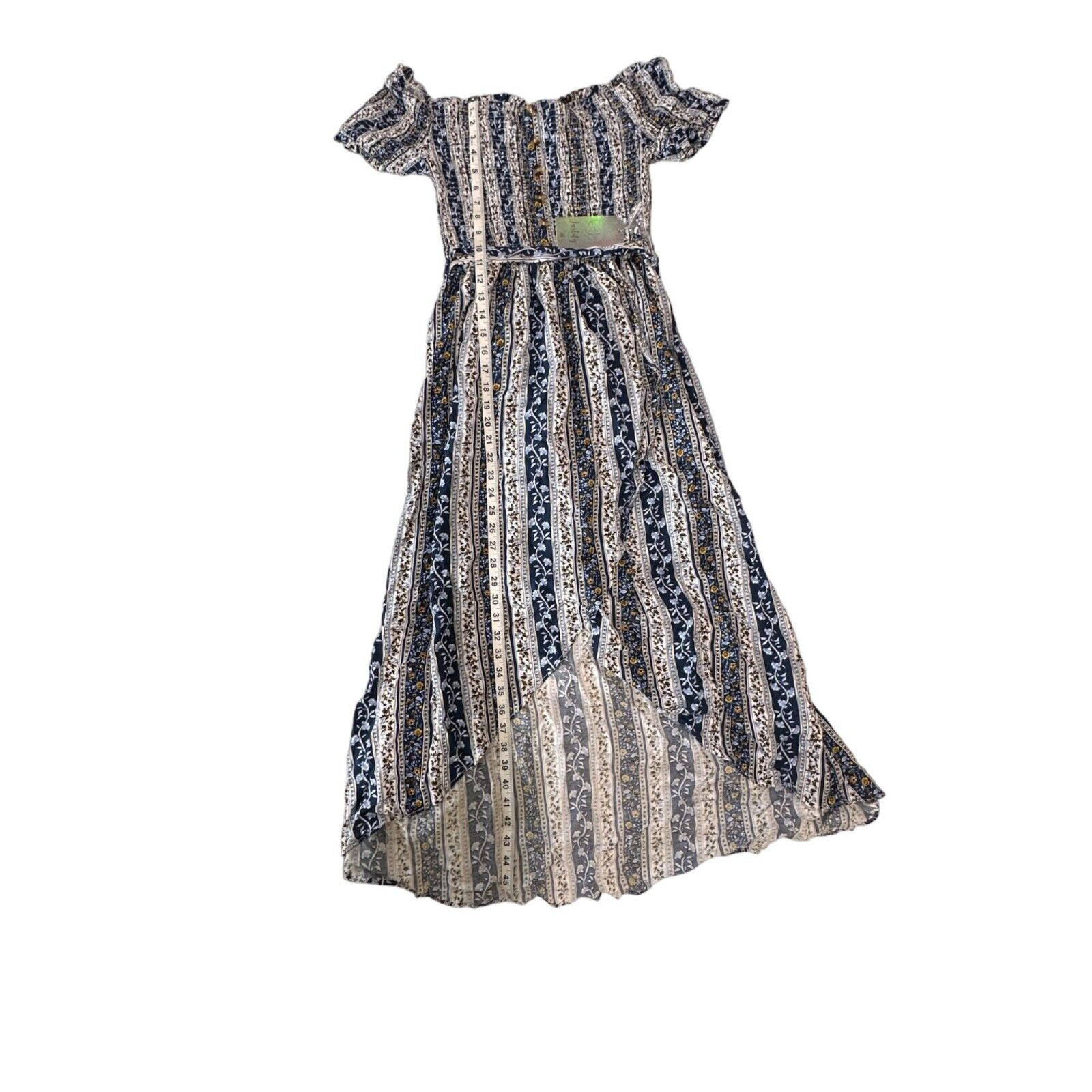 Justify Juniors Floral Hi-Low Boho Dress Size Large Off-Shoulder Button Front