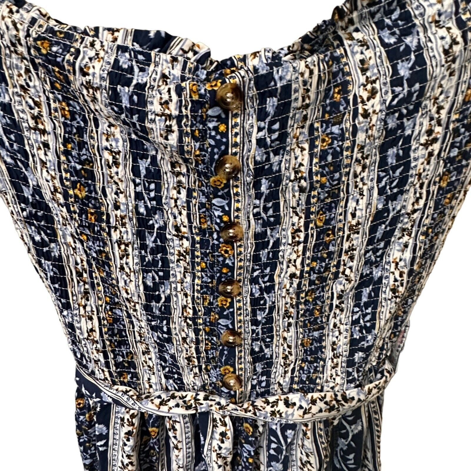 Justify Juniors Floral Hi-Low Boho Dress Size Large Off-Shoulder Button Front