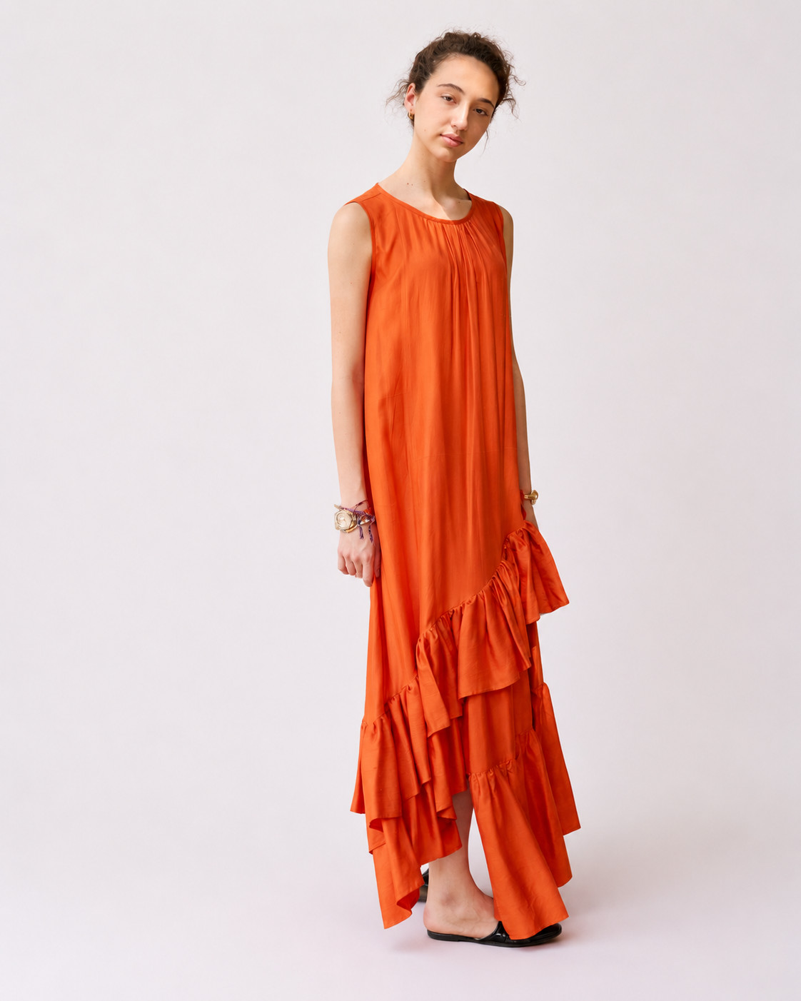 Asymmetrical Dress With Ruffles