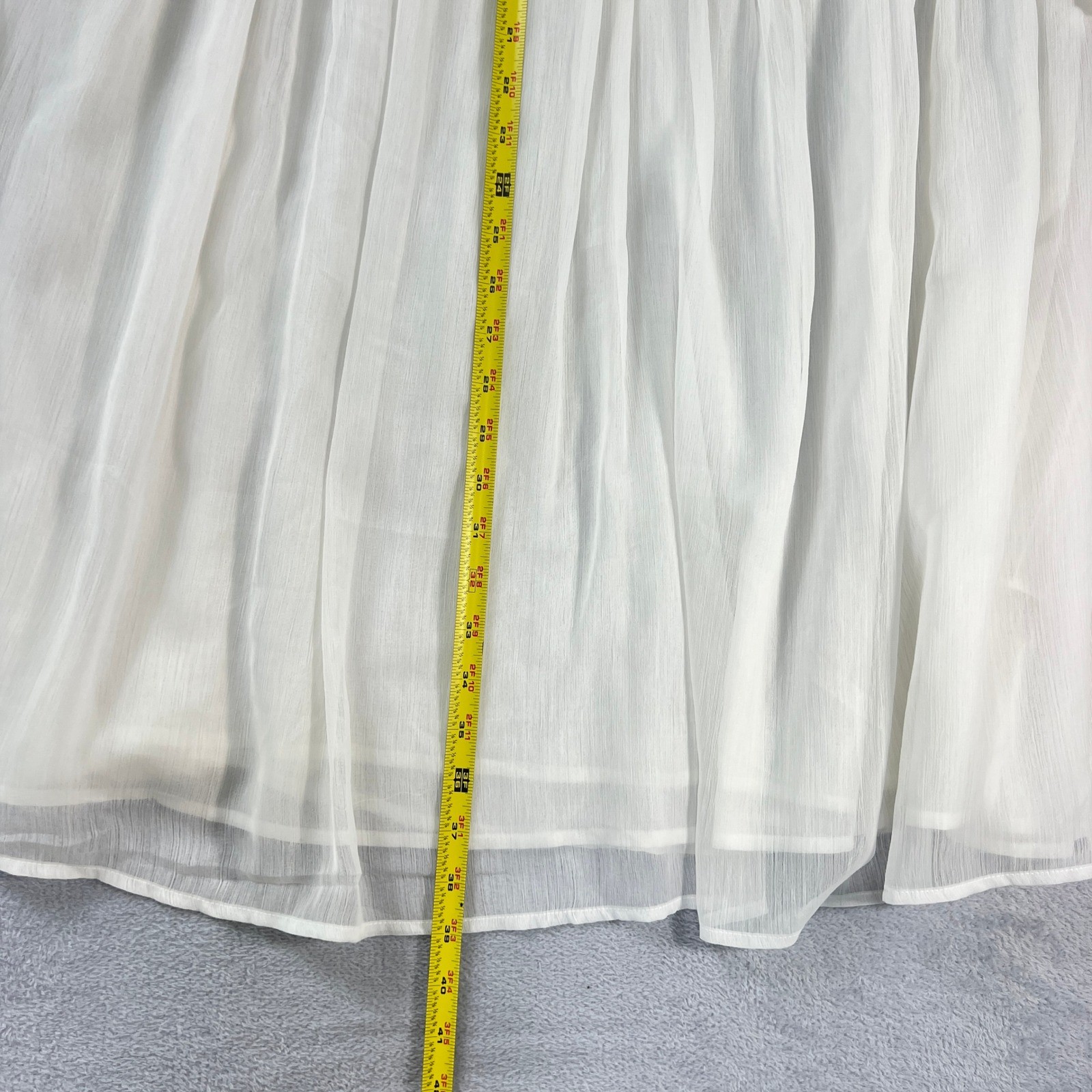 BOOHOO V-Neck Floaty Ruffle Smock Mini Dress Plus Off White US 18 Cottagecore