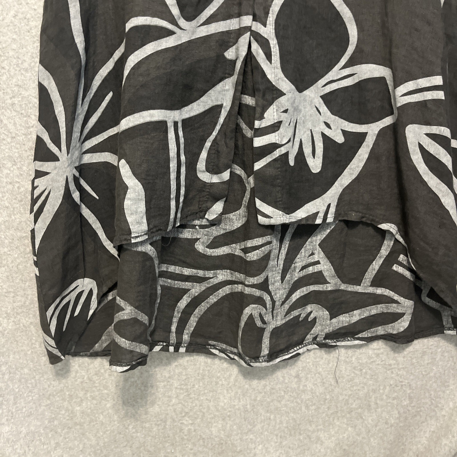 Meo Meli Abstract Floral Linen Midi Maxi Shirt Dress Womens M L Button Front