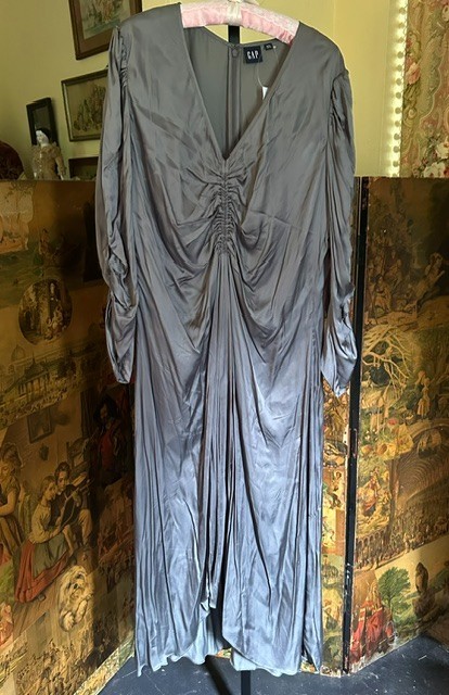 GAP Grey Satin Runched Dress XXL NWT