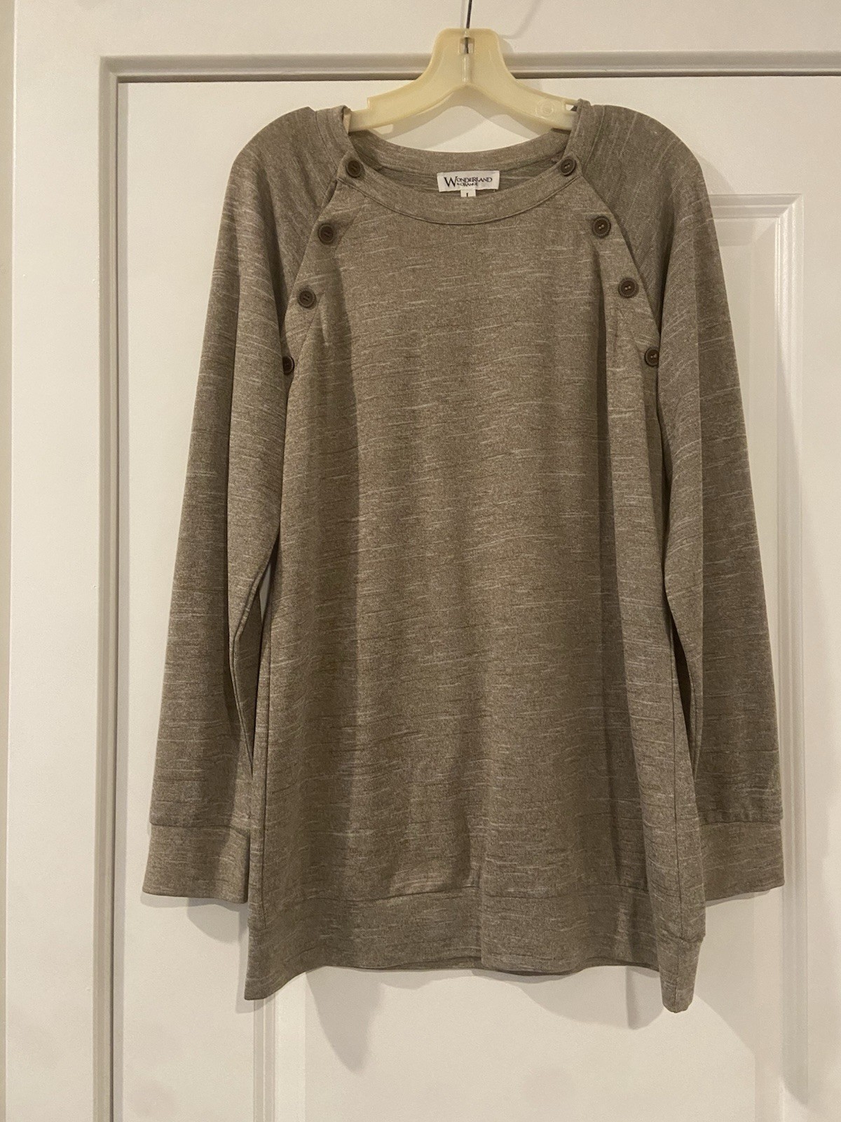 Wonderland by Orange Size L Tunic Sweater Dress Heather Tan