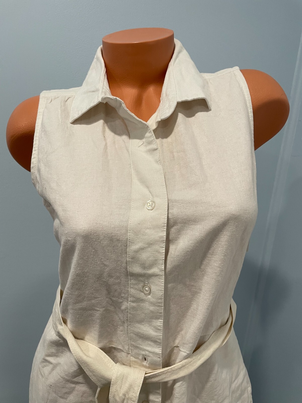 Old Navy Cream Color Linen Summer Nautical Dress Womens Size S NWT