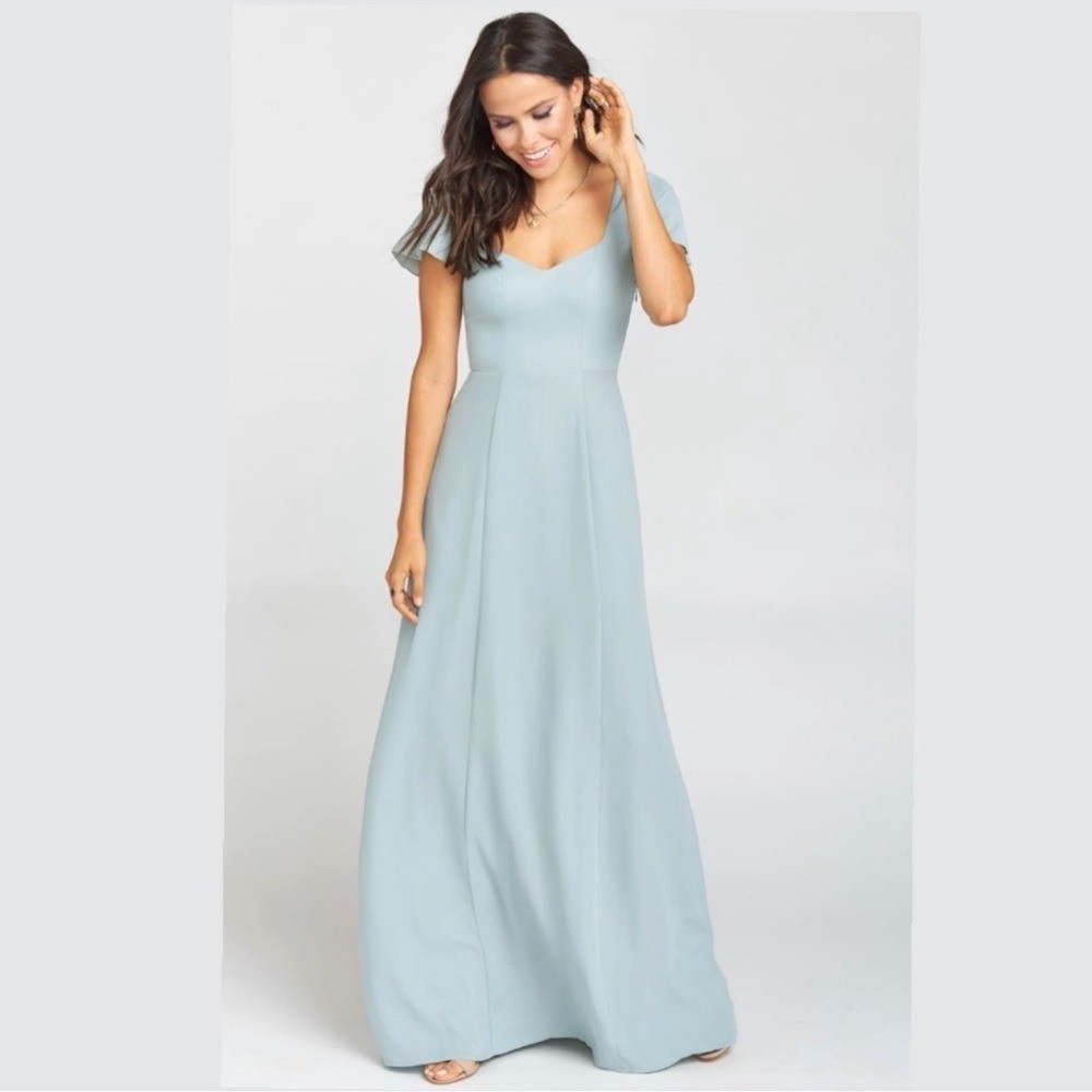 Show Me Your MuMu Marie Sweetheart Maxi Dress in Silver Sage Crisp Size: M