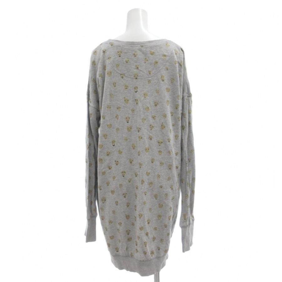 TSUMORI CHISATO Cat’s Sweat Tunic Gray Lamé Print Long Sleeve All Over Japan