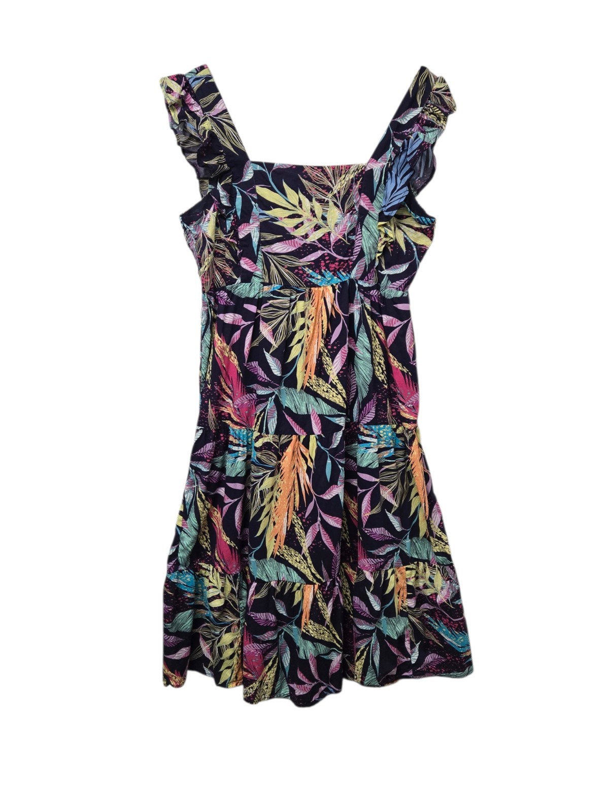 Beach Lunch Lounge Size Large Tropical Print Tiered Sundress Casual Vacation