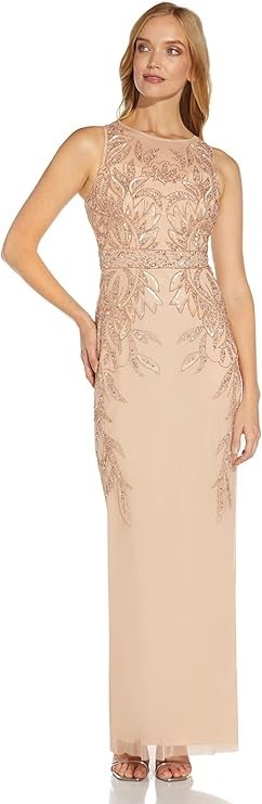 Adrianna Papell Women’s Beaded Column Long Dress New with Tags!