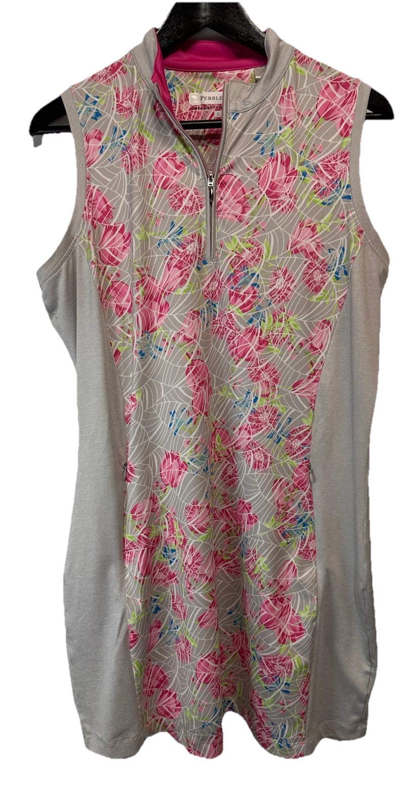 Pebble Beach Golf Dress Dry Luxe Sleeveless White Coastal Resort Size L