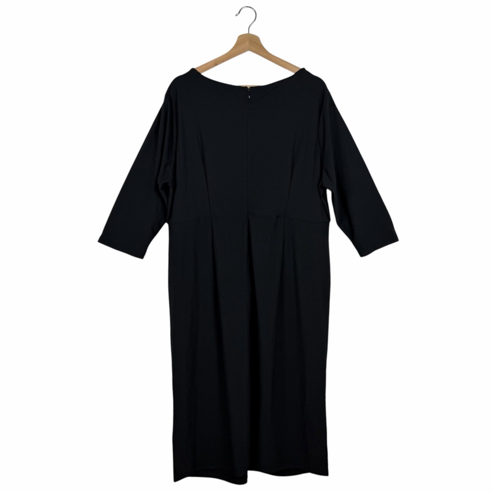 Dennis by Dennis Basso Midi Dress Plus Size 1X Twist Knot Front Crepe Knit Black