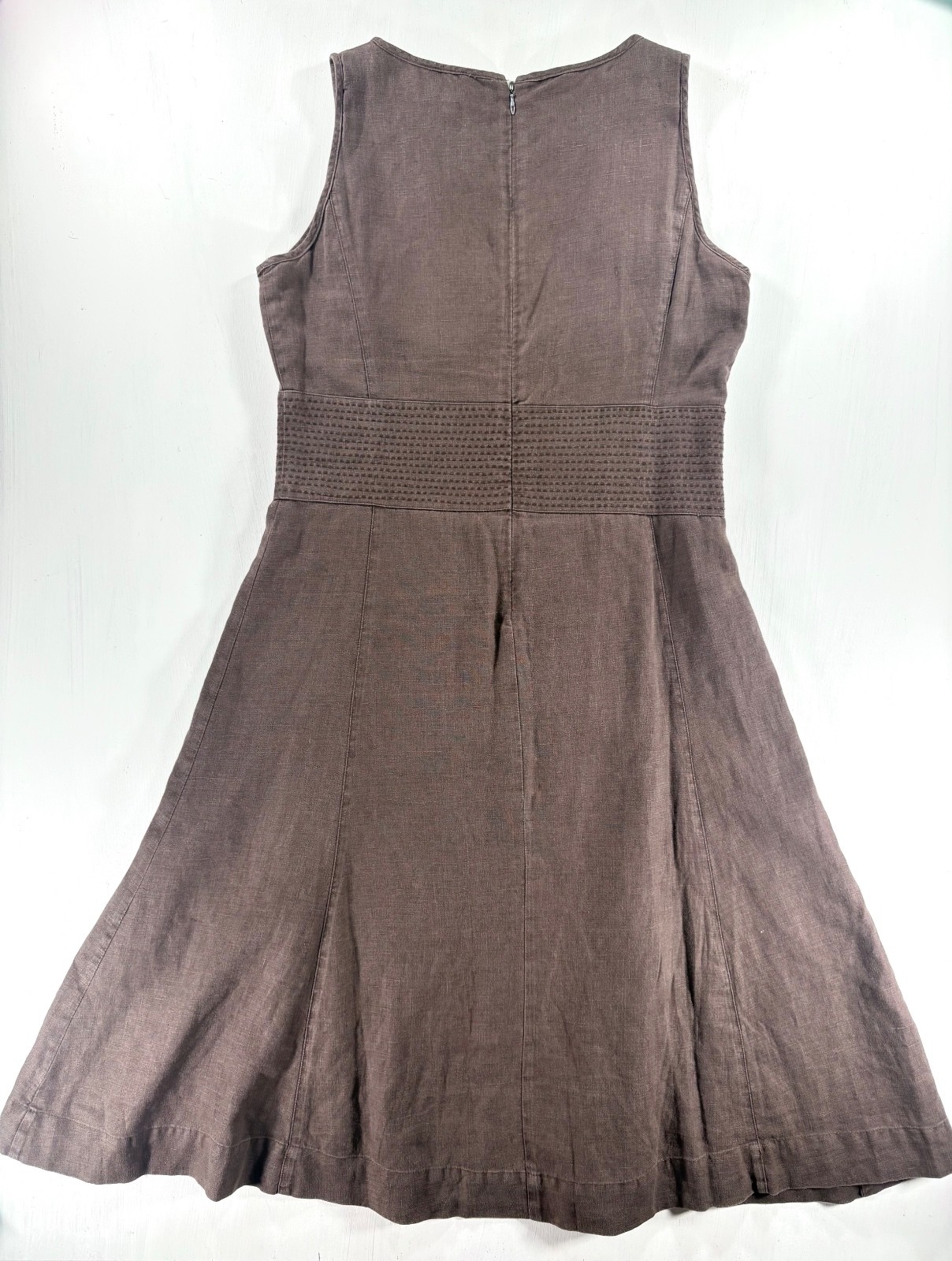 Dutch Items Shanghai Brown Linen Sleeveless Fit Flare Dress Size 40