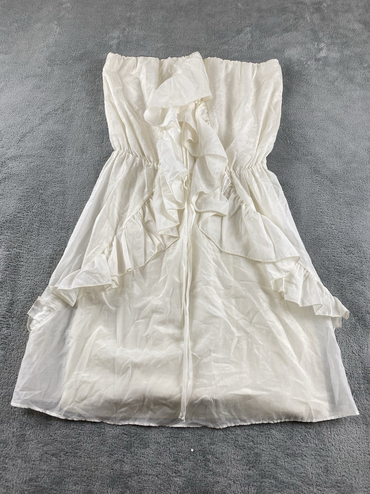 True Couture Women’s Strapless Dress S. Ivory Frills Stretch Event NWT C26