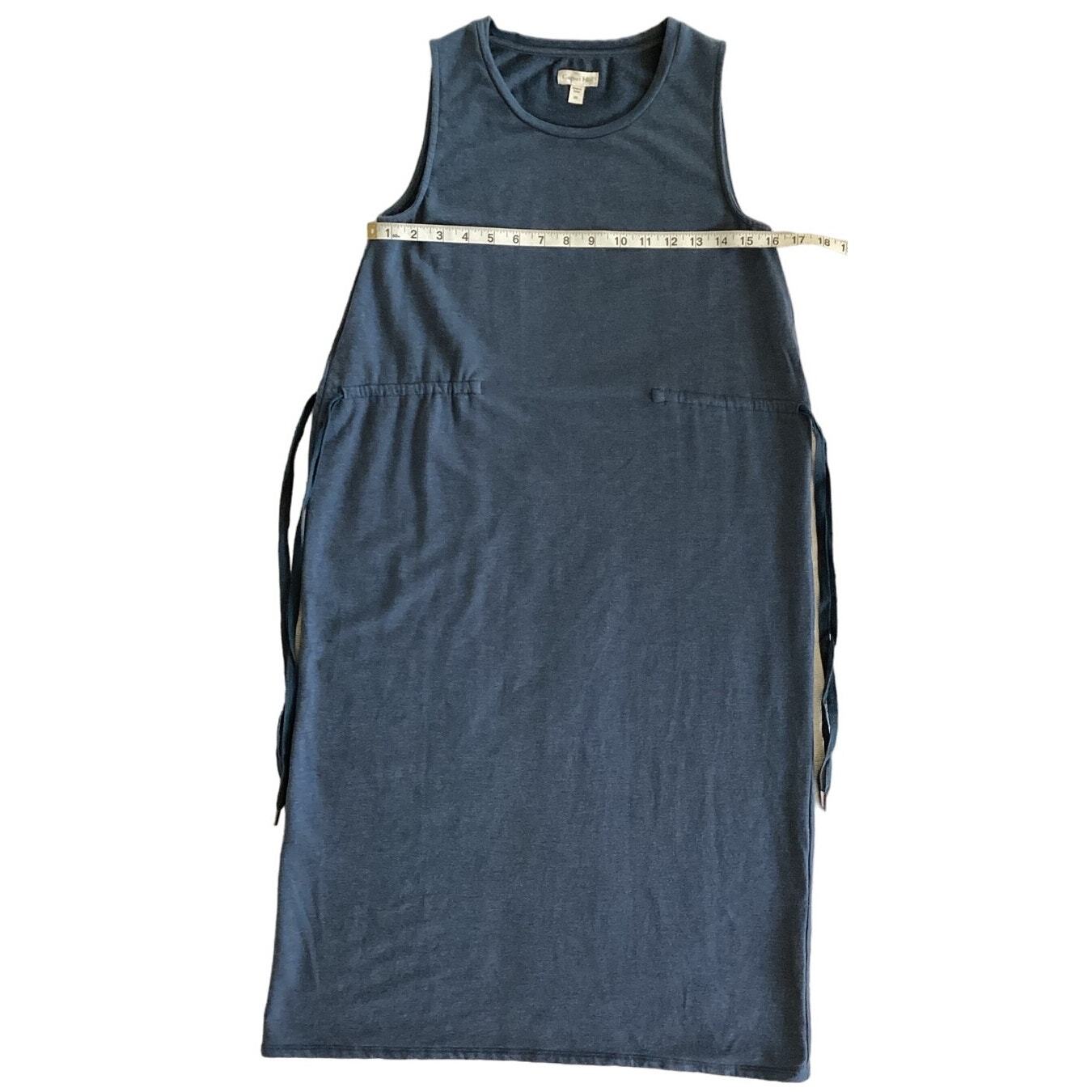 Garnet Hill Stretch TENCEL Jersey Knit Side Tie Sleeveless Midi Dress Blue XS