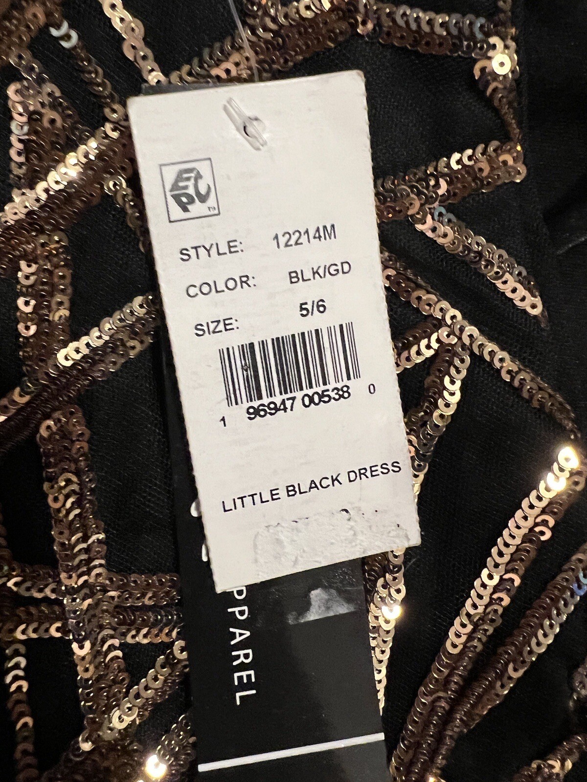 Jump Juniors’ Sequin Spaghetti-Strap Bodycon Mesh Dress – Black Gold, Size 5/6,