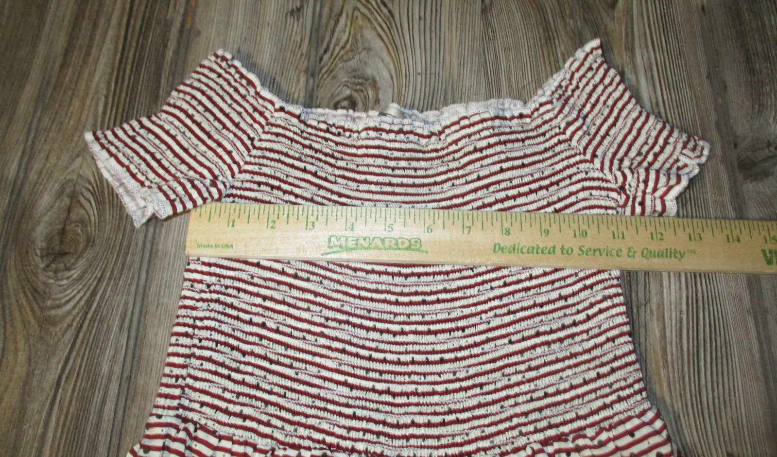 Mystic Red Print Striped Off The Shoulder Dress Sz Small Patriotic Festival 4th
