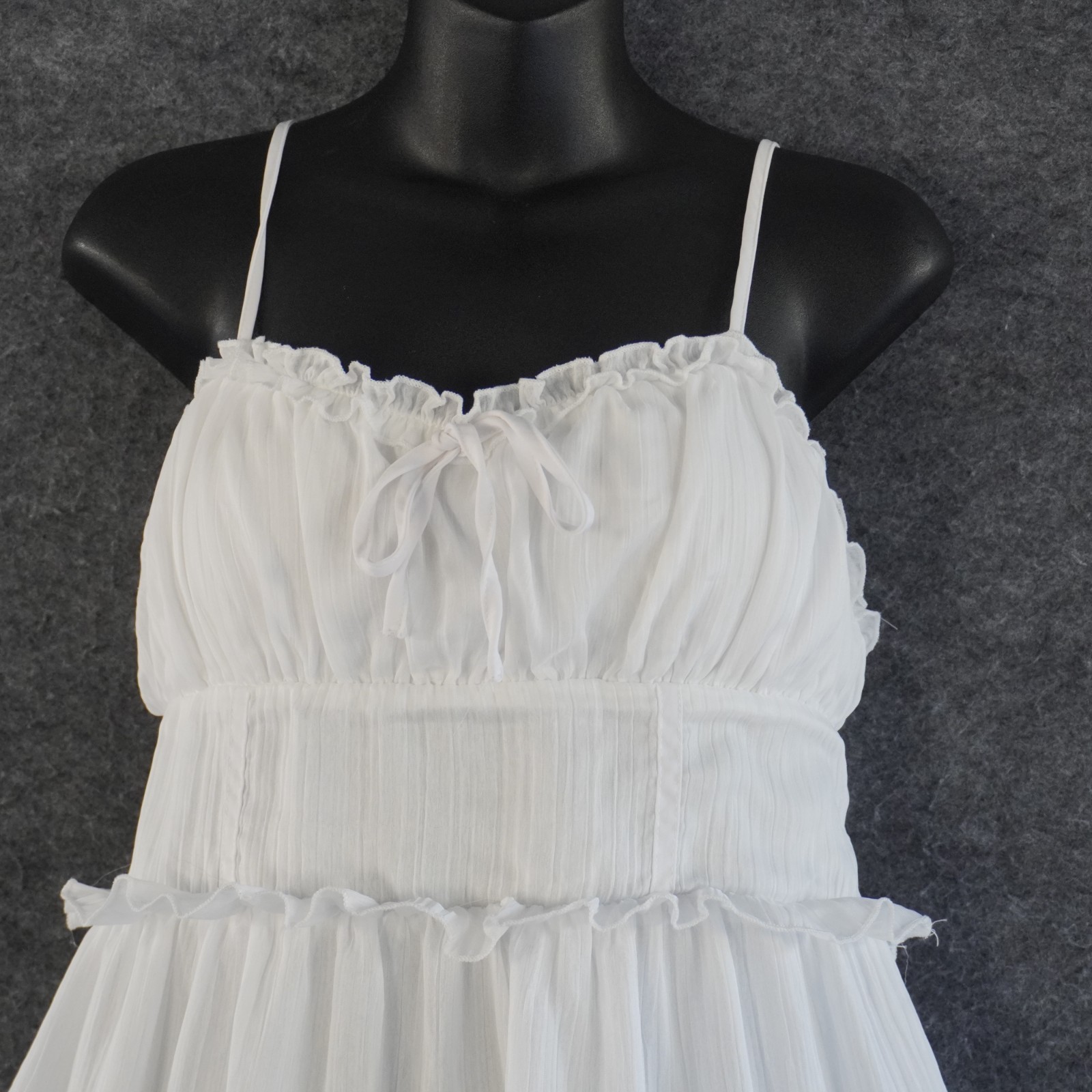 Wild Fable White Tiered Ruffle Mini Sundress M Medium Recycled Polyester Smocked