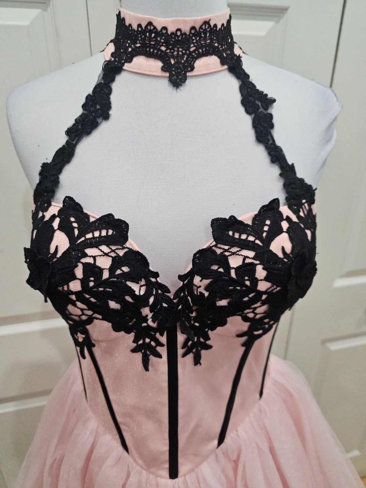 Dolls Kill Unholy Pastel Goth Pink Black Lace The Night Of Corset Tutu Dress S
